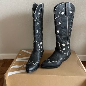 Zara star leather cowboy boots